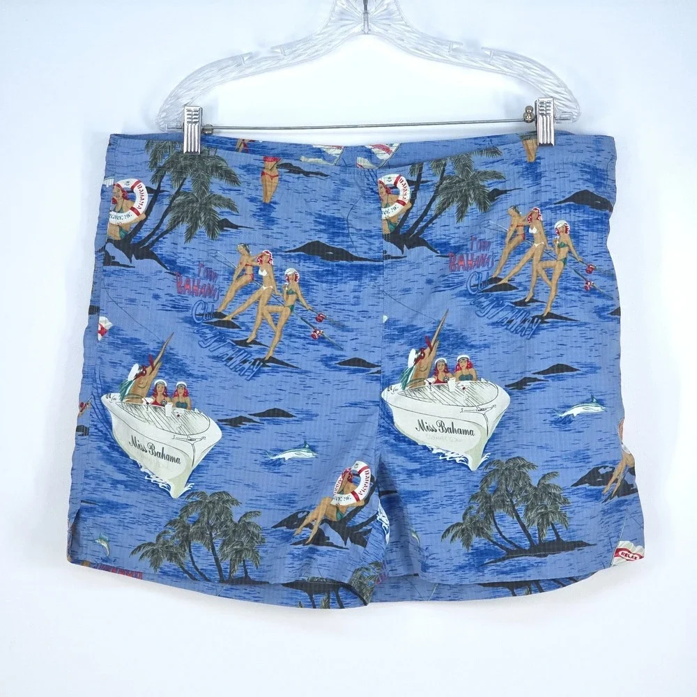 VTG 90s Tommy Bahama Swim Shorts Trunks Medium Paradise Nation Lined Tropical